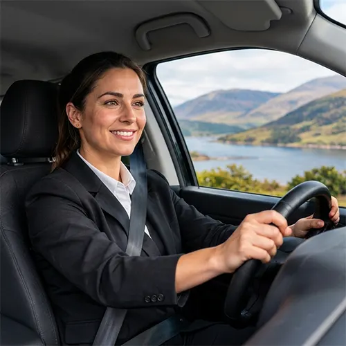 Professional private hire driver behind the wheel